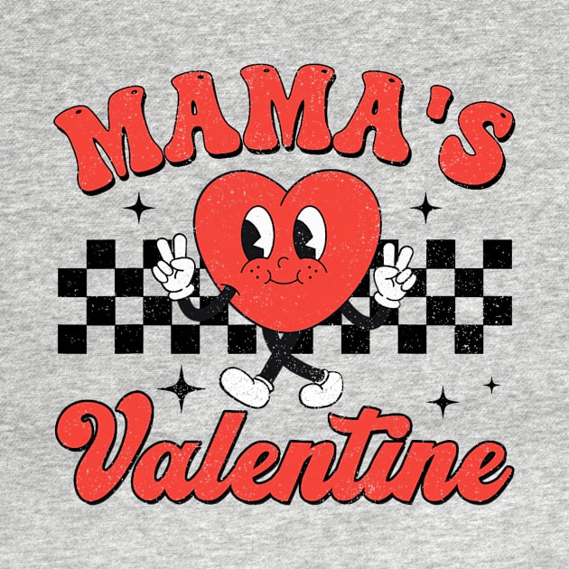 Retro Groovy Mama is My Valentine Cute Heart Boys Girls Kids by jadolomadolo